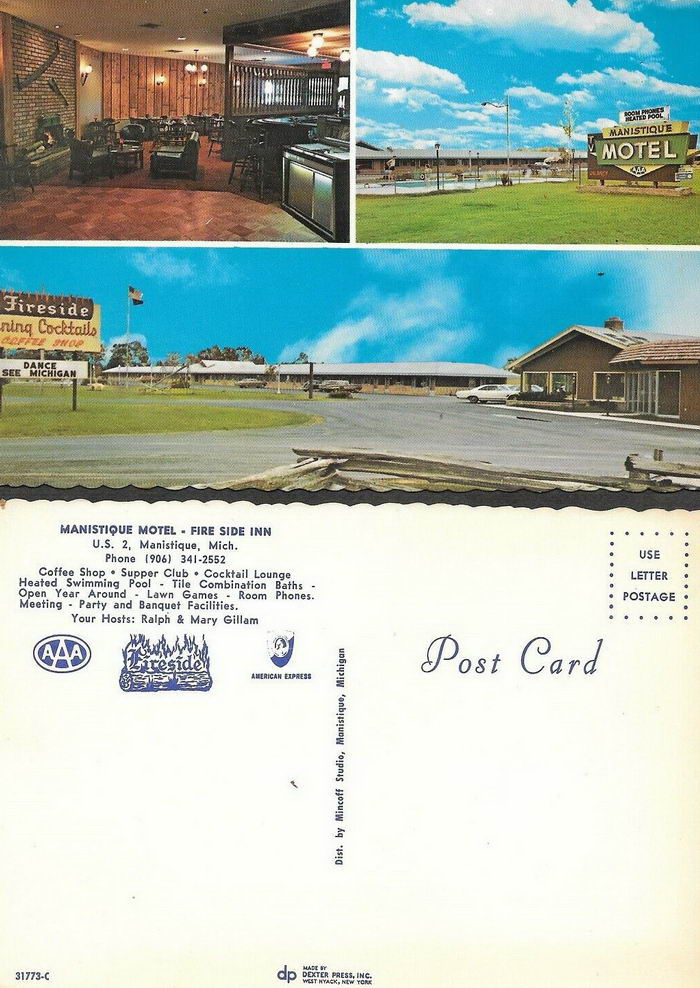 Manistique Motel - Vintage Postcard